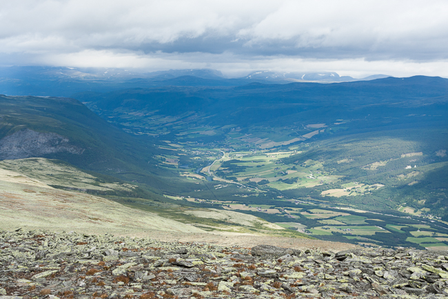 Valley with Dovre seen from Blahoe mountain (Vaga, Norway)
