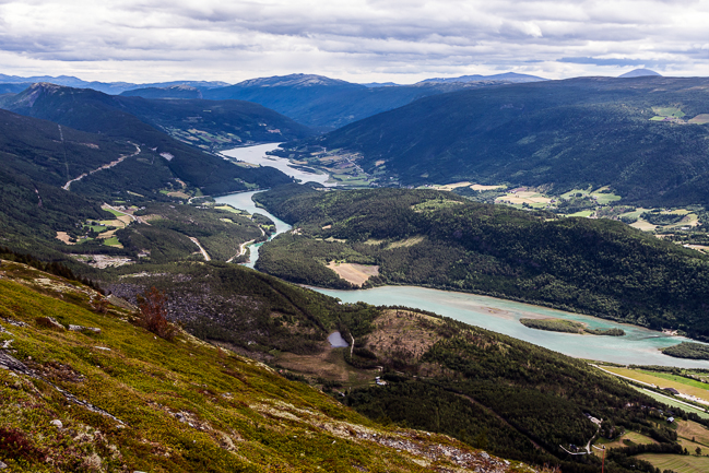 View from Vole paragliding site (Blahoe mountain, Vaga, Oppland, Norway)