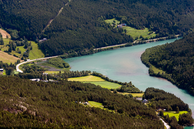 View from Vole paragliding site (Blahoe mountain, Vaga, Oppland, Norway)