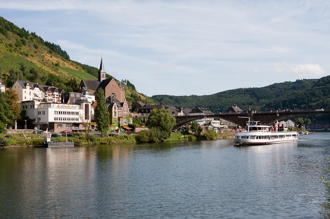 Excursion steamer on the Mosel river at Cochem (Germany)