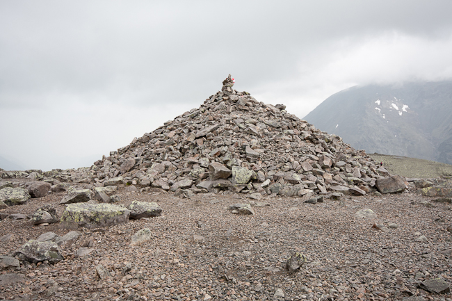 Pile of rocks at the Besseggen summit (Jotunheimen National Park, Norway)