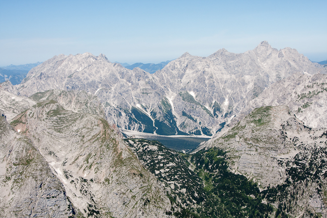 Mountains near the Wimbachtal (Germany) seen from a plane